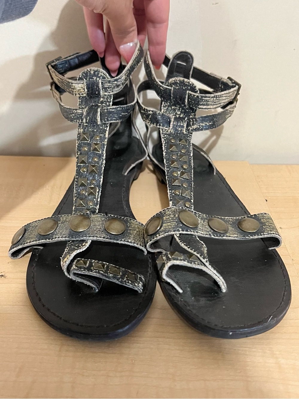 ZIGI girl Gladiator Sandals with Metallic Distressed Studs - Picture 2 of 6